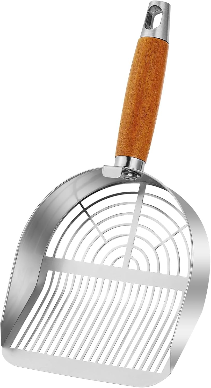 Cat Litter Scoop, Heavy-Duty 304 Stainless Steel with Deep Shovel & Hook | Durable, Rust-Proof & Fast Sifting 💎🔍