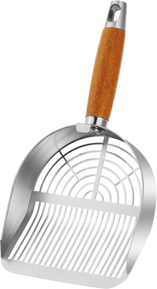 Cat Litter Scoop, Heavy-Duty 304 Stainless Steel with Deep Shovel & Hook | Durable, Rust-Proof & Fast Sifting 💎🔍