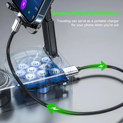 The Ultimate Desk Gadget! 💙 3-in-1 Rotatable Phone Stand with Bluetooth Speaker & Color Lights