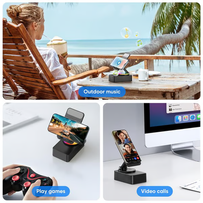 The Ultimate Desk Gadget! 💙 3-in-1 Rotatable Phone Stand with Bluetooth Speaker & Color Lights