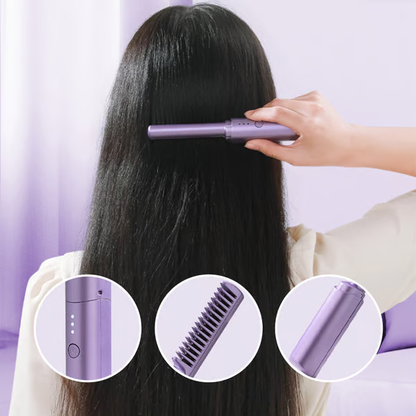 Wireless Straightening Brush 💇‍♀️ | 2-in-1 Straightener & Volumizer with Ionic Technology