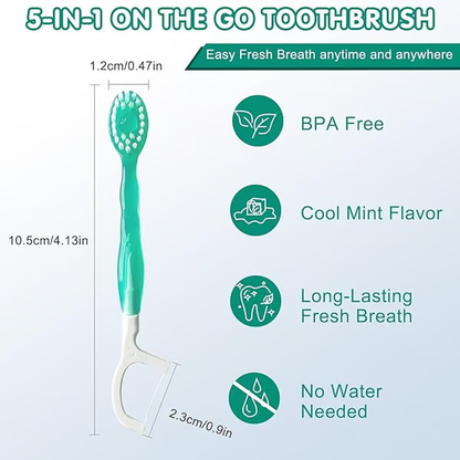 🎁5 in 1 Mini Toothbrush & Floss & Tongue Scraper & Toothpick Set