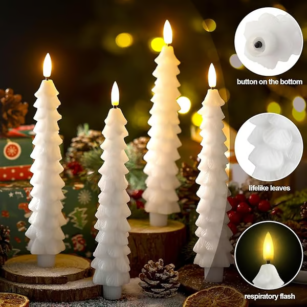 Funtery Flameless Taper Candles 🕯️✨ - 1 Set of 4 Pieces