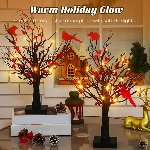 🔥Hot Sale🔥Vintage Glowing Cardinal Tree With Berries