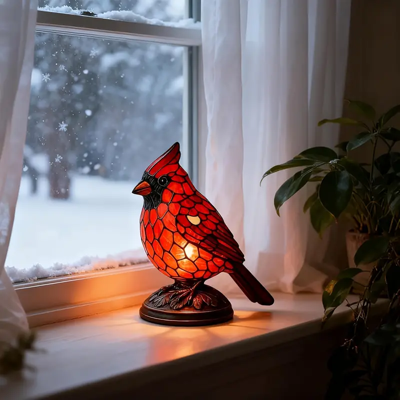 Cardinal Table Lamp 🐦 | Cozy Red Bird Decor for Bedroom & Living Room