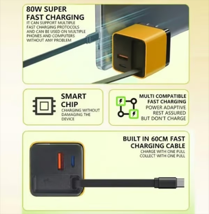 🎁✨3 in 1 Charger Retractable 80W MAX Fast