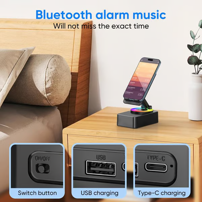 The Ultimate Desk Gadget! 💙 3-in-1 Rotatable Phone Stand with Bluetooth Speaker & Color Lights