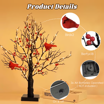 🔥Hot Sale🔥Vintage Glowing Cardinal Tree With Berries