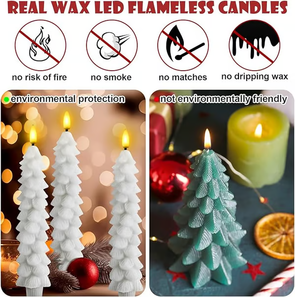 Funtery Flameless Taper Candles 🕯️✨ - 1 Set of 4 Pieces