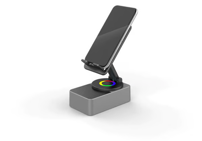 The Ultimate Desk Gadget! 💙 3-in-1 Rotatable Phone Stand with Bluetooth Speaker & Color Lights